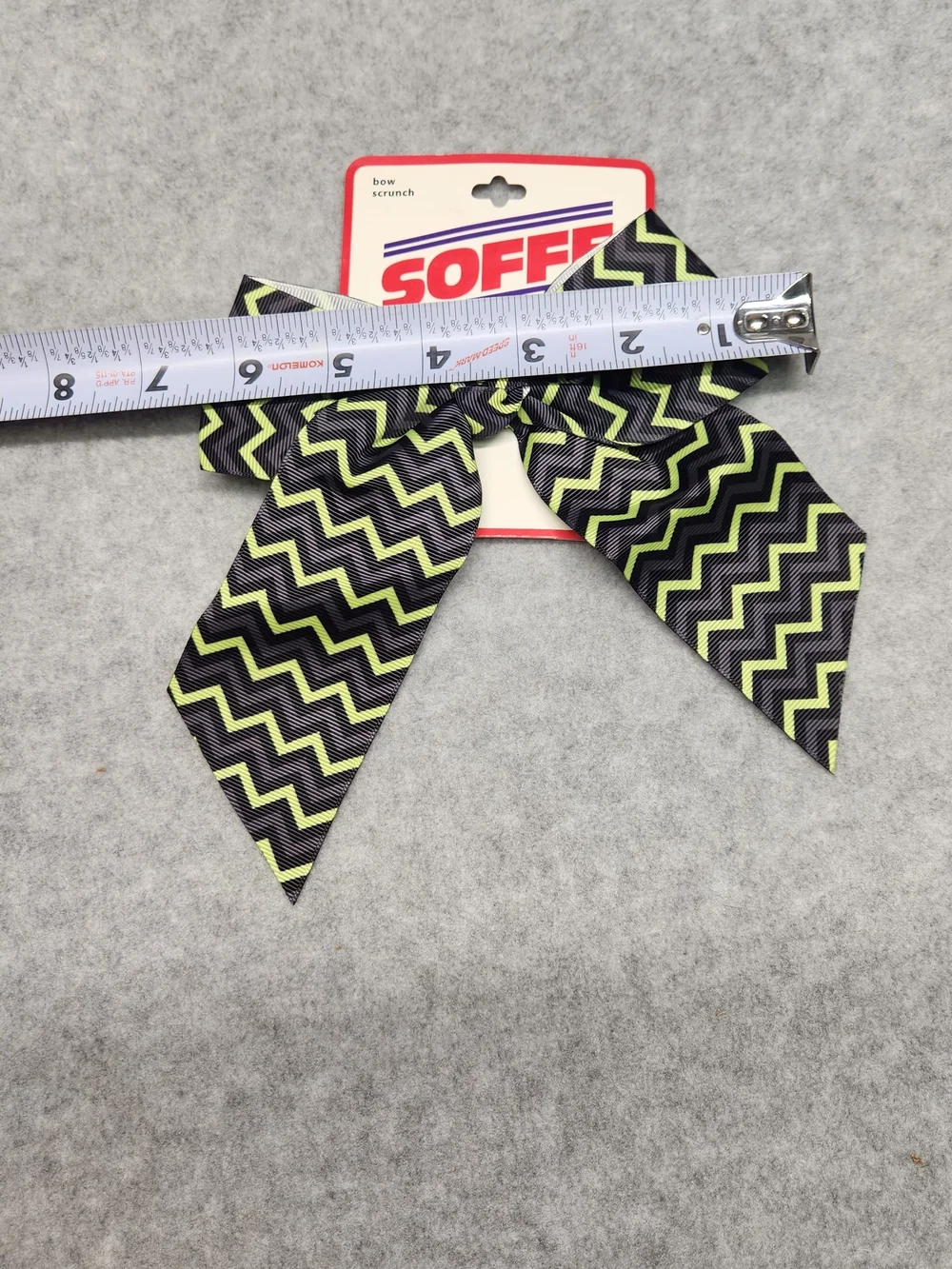 3 Pack-Soffe Black & Lime Zigzag Hair Bow